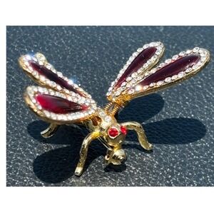 Vintage Tremble Articulated Dragonfly Pin Brooch Bug Insect Jewelry